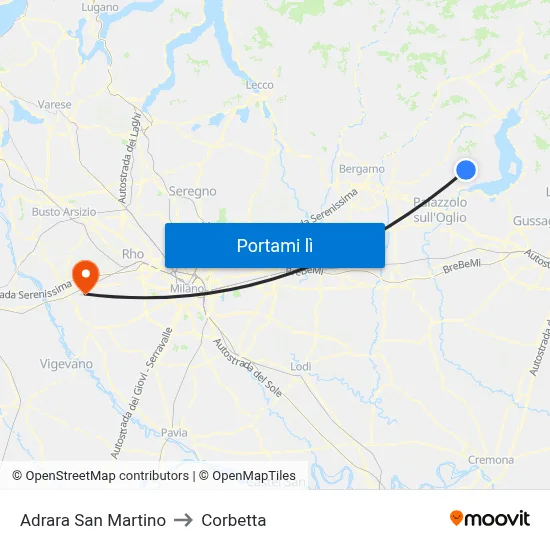 Adrara San Martino to Corbetta map