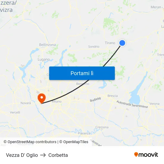 Vezza D' Oglio to Corbetta map