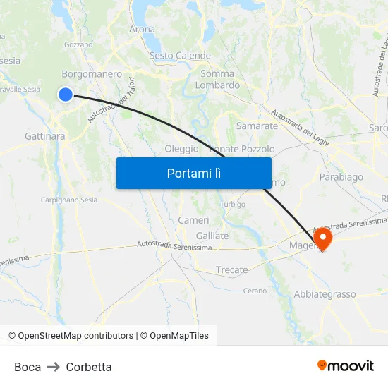 Boca to Corbetta map