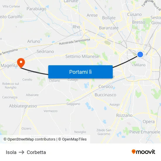 Isola to Corbetta map