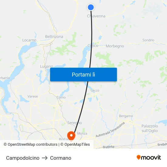 Campodolcino to Cormano map