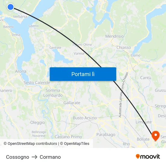 Cossogno to Cormano map