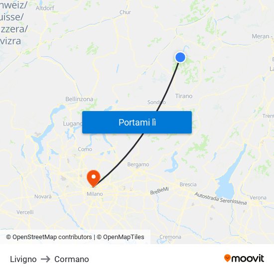 Livigno to Cormano map