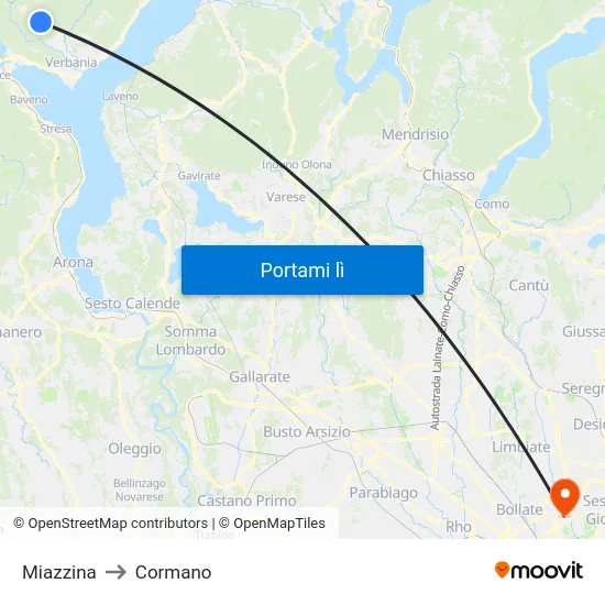 Miazzina to Cormano map