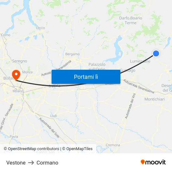 Vestone to Cormano map