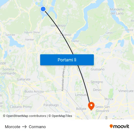 Morcote to Cormano map