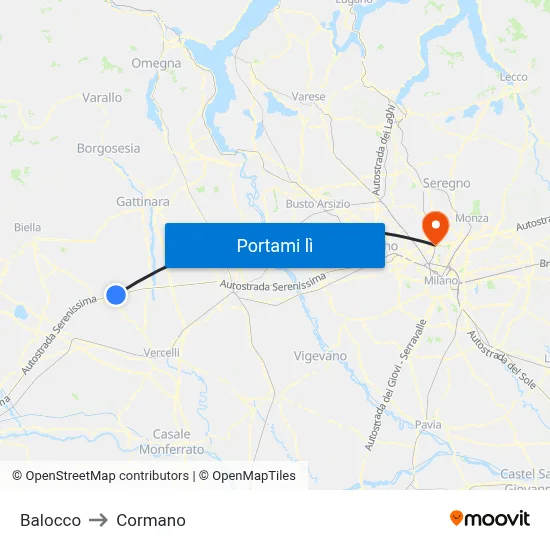 Balocco to Cormano map