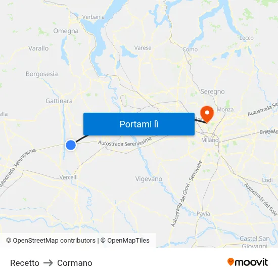 Recetto to Cormano map