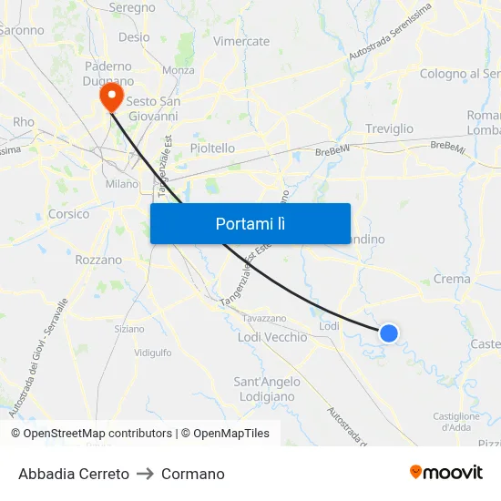 Abbadia Cerreto to Cormano map