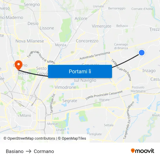 Basiano to Cormano map