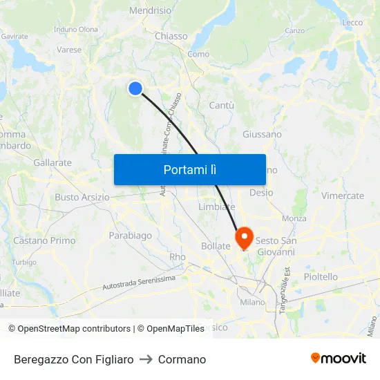 Beregazzo Con Figliaro to Cormano map