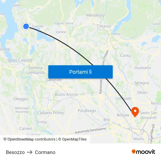 Besozzo to Cormano map