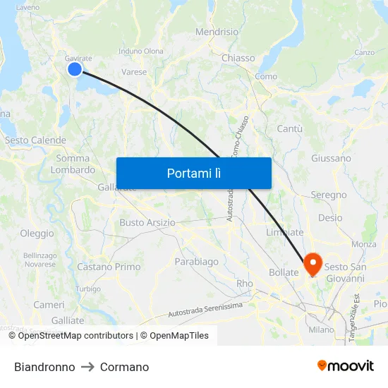 Biandronno to Cormano map
