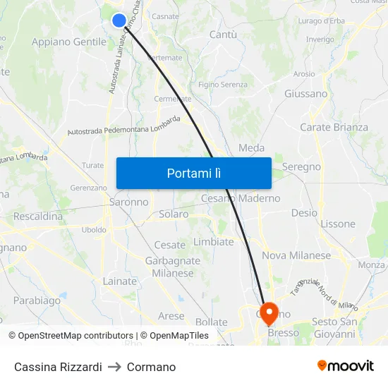 Cassina Rizzardi to Cormano map