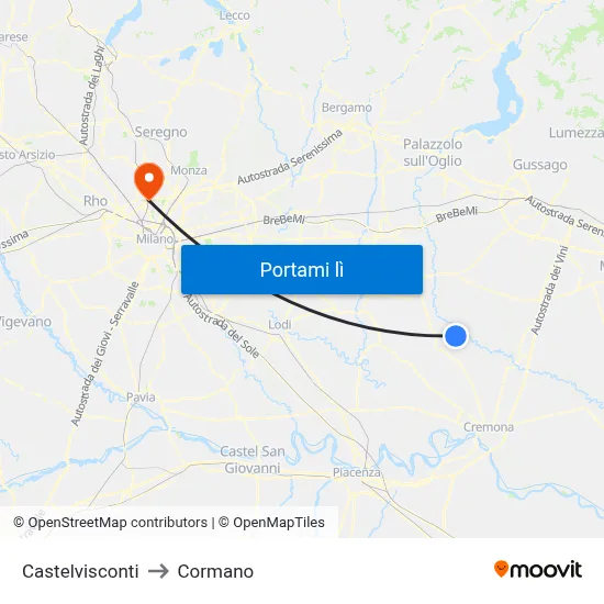 Castelvisconti to Cormano map