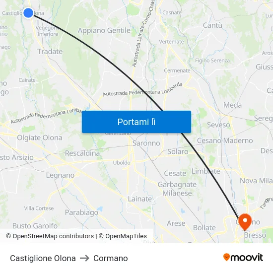 Castiglione Olona to Cormano map