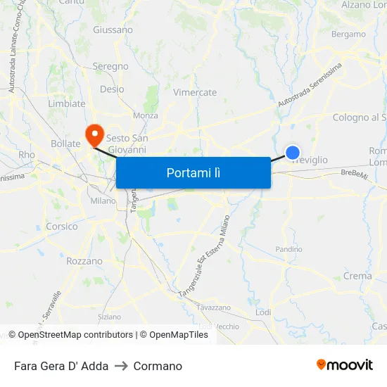Fara Gera D' Adda to Cormano map