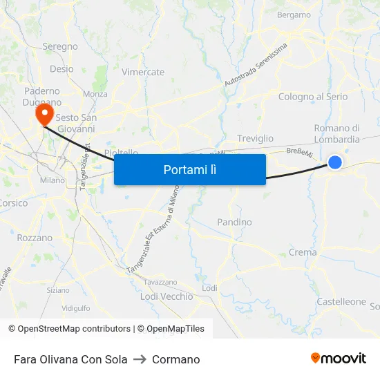 Fara Olivana Con Sola to Cormano map