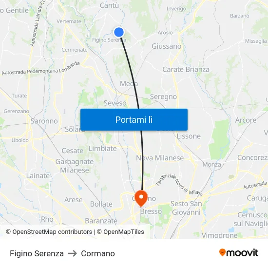 Figino Serenza to Cormano map