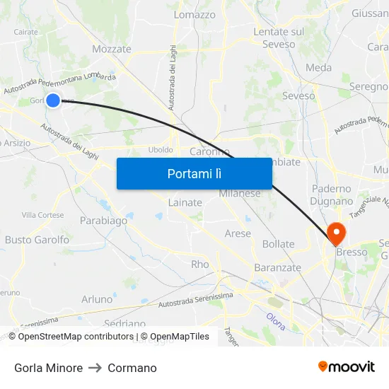Gorla Minore to Cormano map