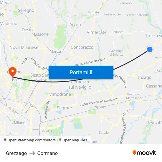 Grezzago to Cormano map