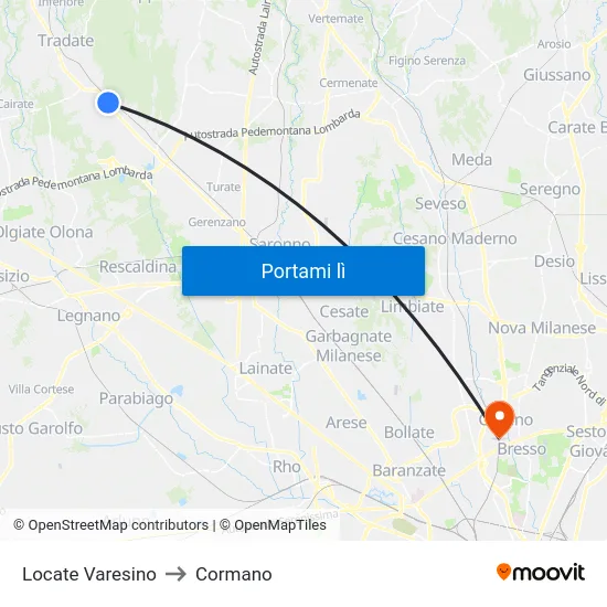 Locate Varesino to Cormano map