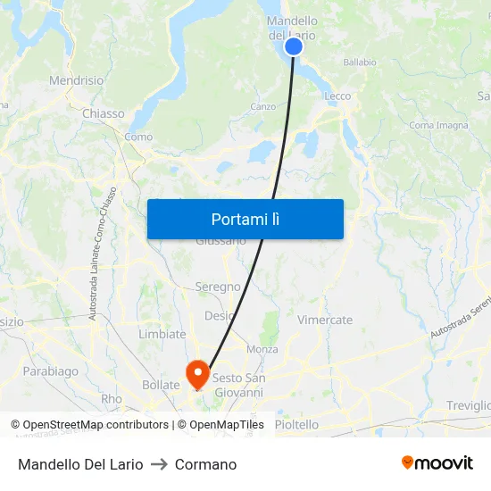 Mandello Del Lario to Cormano map