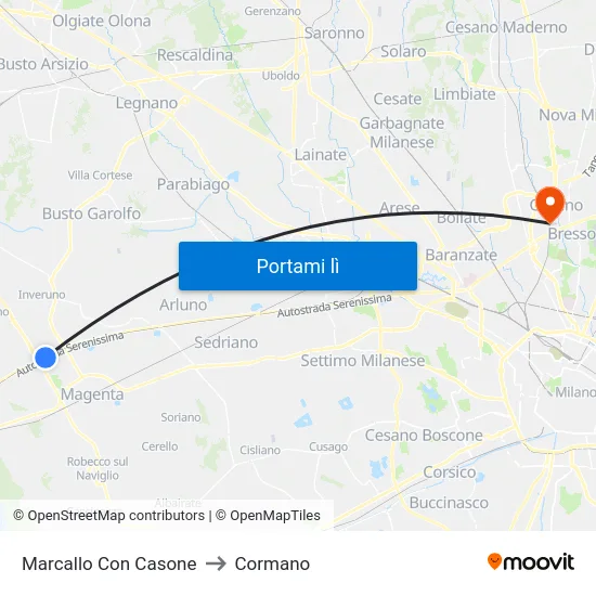 Marcallo Con Casone to Cormano map