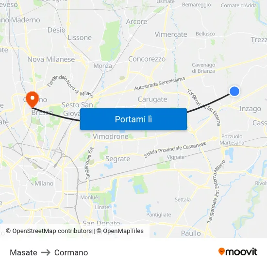 Masate to Cormano map