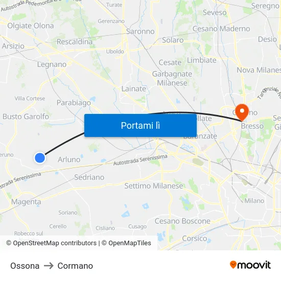Ossona to Cormano map