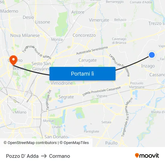 Pozzo D' Adda to Cormano map