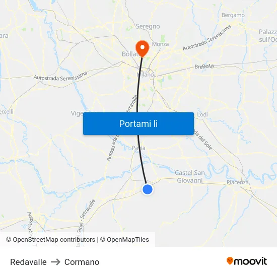 Redavalle to Cormano map