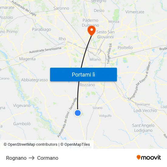 Rognano to Cormano map