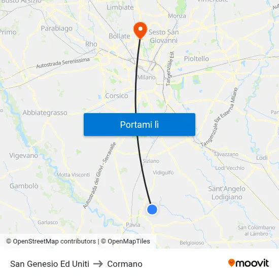 San Genesio Ed Uniti to Cormano map