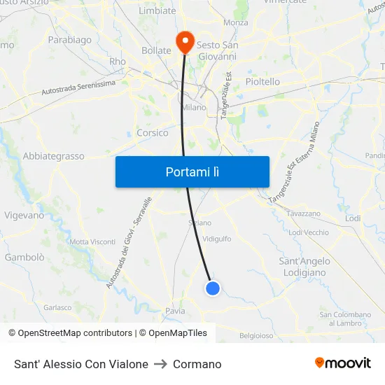Sant' Alessio Con Vialone to Cormano map