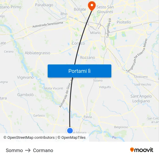 Sommo to Cormano map