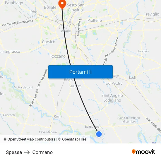 Spessa to Cormano map