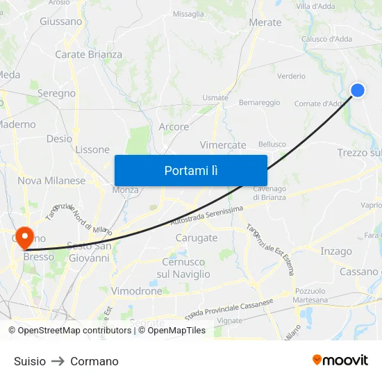 Suisio to Cormano map