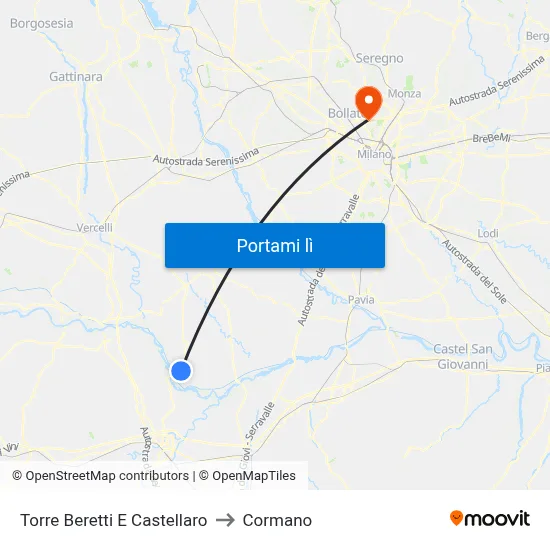 Torre Beretti E Castellaro to Cormano map