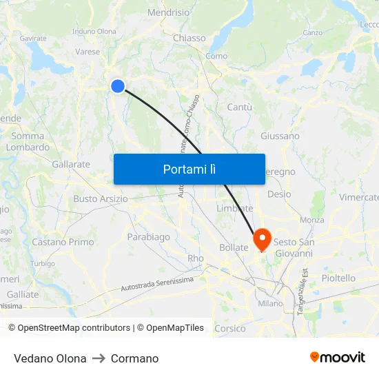 Vedano Olona to Cormano map