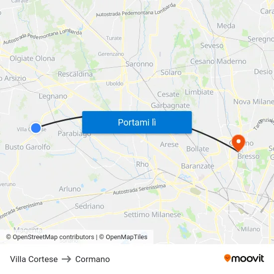 Villa Cortese to Cormano map