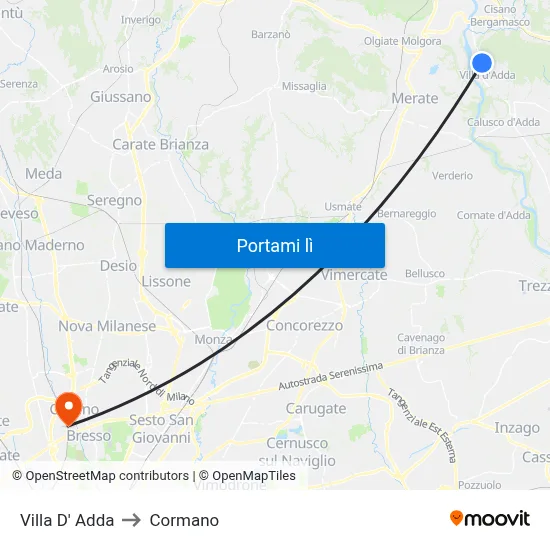 Villa D' Adda to Cormano map