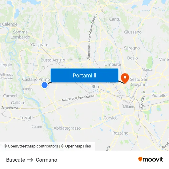 Buscate to Cormano map