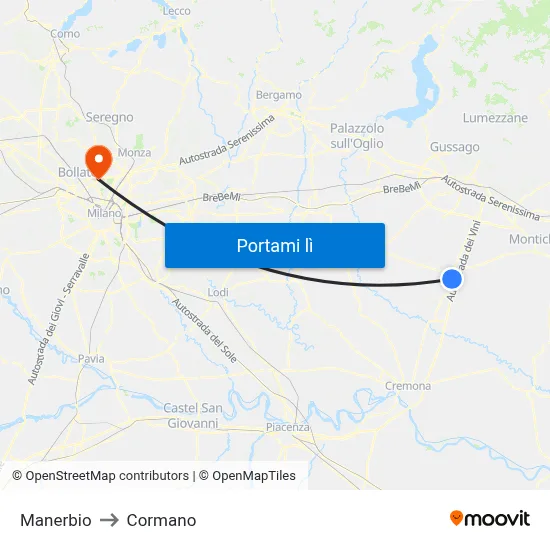 Manerbio to Cormano map