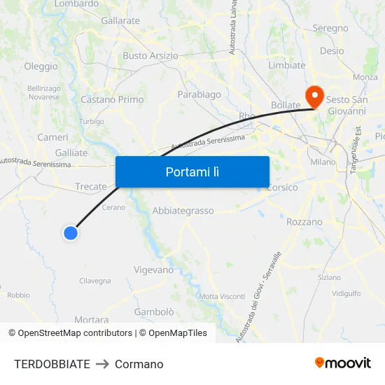 TERDOBBIATE to Cormano map