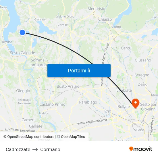 Cadrezzate to Cormano map