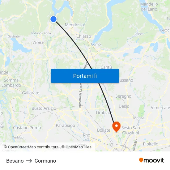 Besano to Cormano map