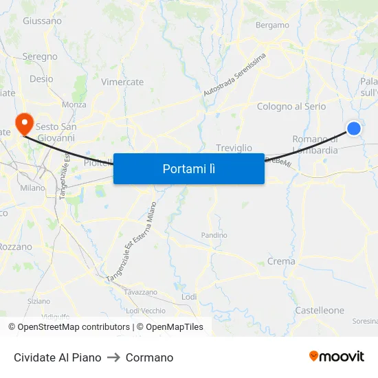 Cividate Al Piano to Cormano map