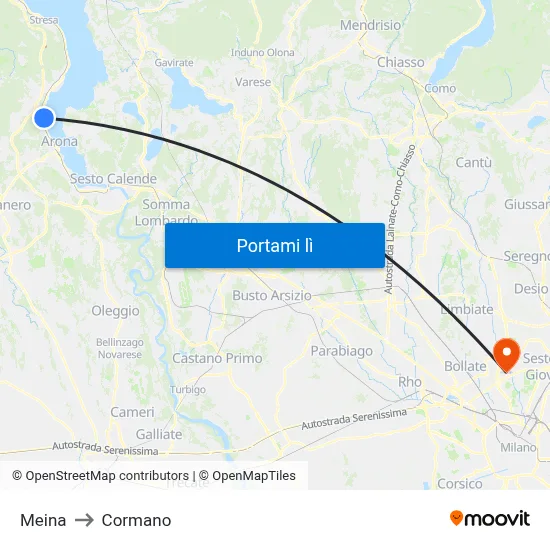 Meina to Cormano map