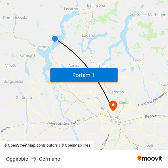 Oggebbio to Cormano map